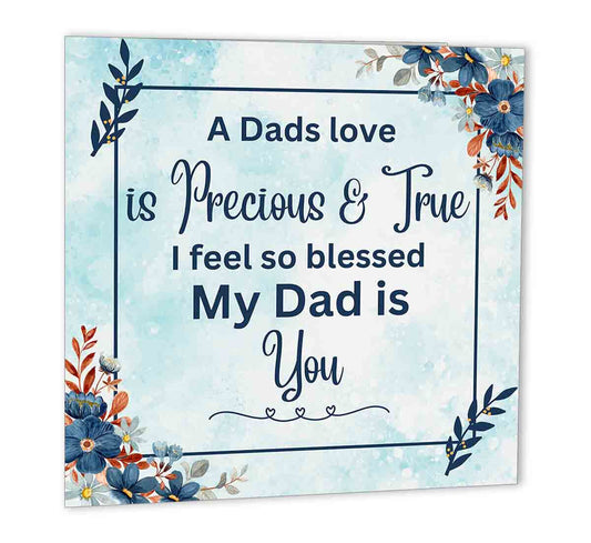 Dad Birthday Card Fathers Day Card From Son Daughter Blessed 147 x 147mm - Purple Fox Gifts