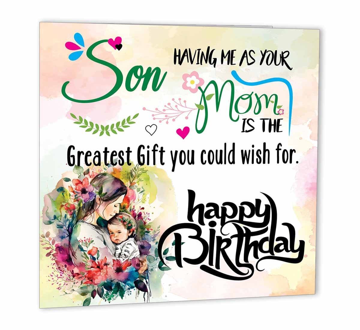 Funny Birthday Card for Son From Mom 147 x 147mm Happy Birthday Son From Mother - Purple Fox Gifts
