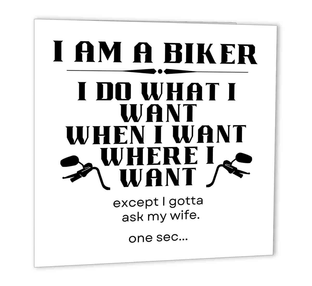 Funny Biker Greeting Card I Am A Biker - Gifts for Men Motorcycle Motorbike - Purple Fox Gifts