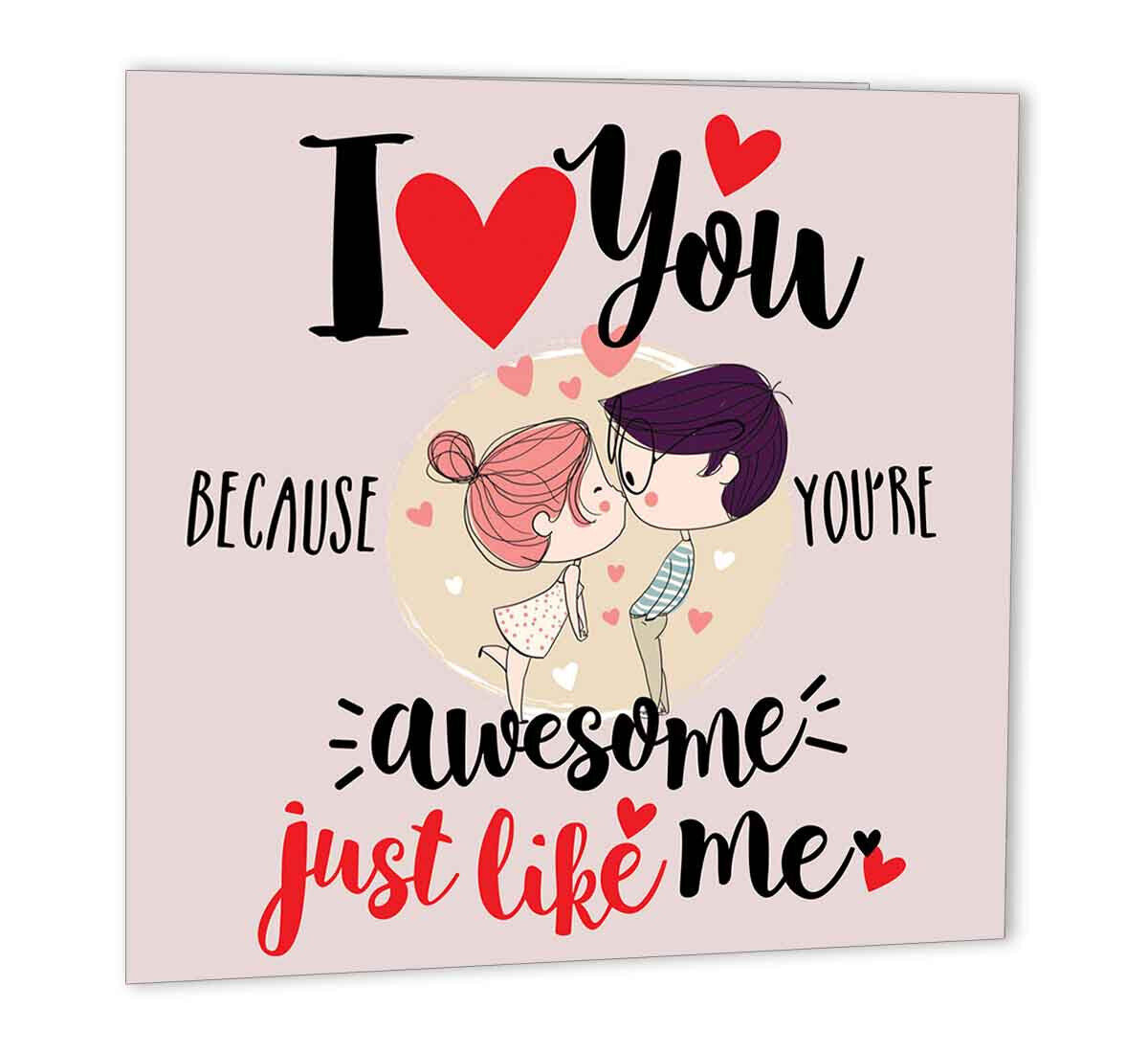 I Love You Card For Boyfriend Girlfriend Cute Birthday Anniversary Funny Card - Purple Fox Gifts