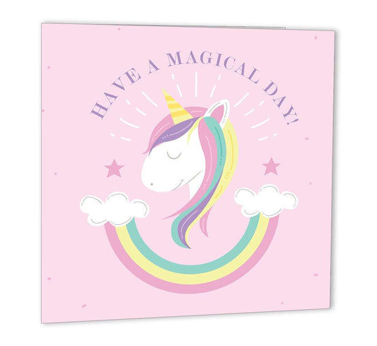 Rainbow Unicorn Birthday Card Happy Birthday Card Have a Magical Day - 147mm x - Purple Fox Gifts