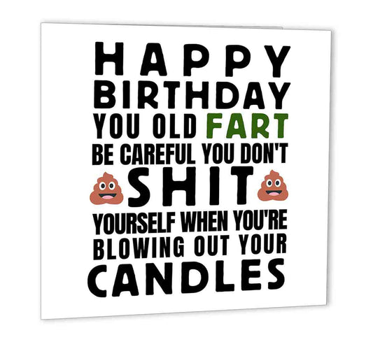 Rude Birthday Card for Dad - Old Fart - Rude Happy Birthday Card Grandad uncle - Purple Fox Gifts