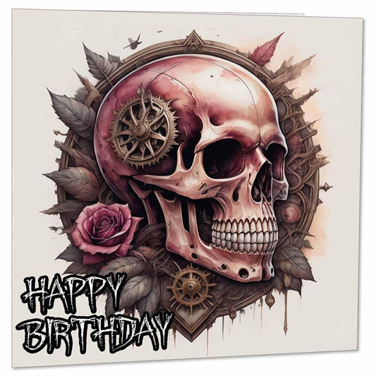 Skull Birthday Card - Gothic Fantasy Birthday Cards 145 x 145mm - Purple Fox Gifts