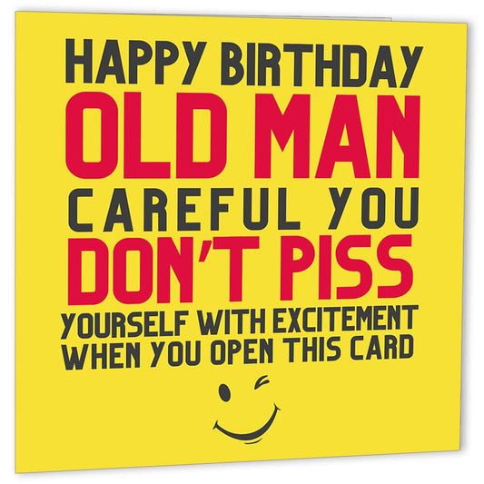 Funny Rude Birthday Cards For Dad - P*SS Yourself Old Man - Joke Humour Banter - Purple Fox Gifts