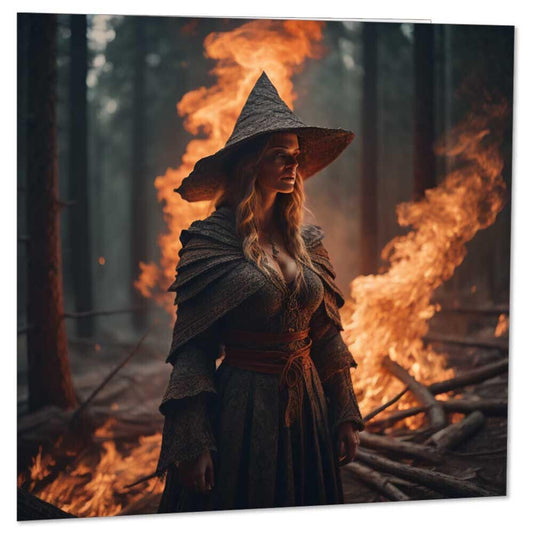 Fire Witch Greeting Card Woodland Witches Dark Fantasy Cards 145 x 145mm - Purple Fox Gifts