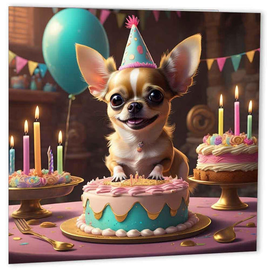 Chihuahua Birthday Card Cute Dog 147 x 147mm - Purple Fox Gifts