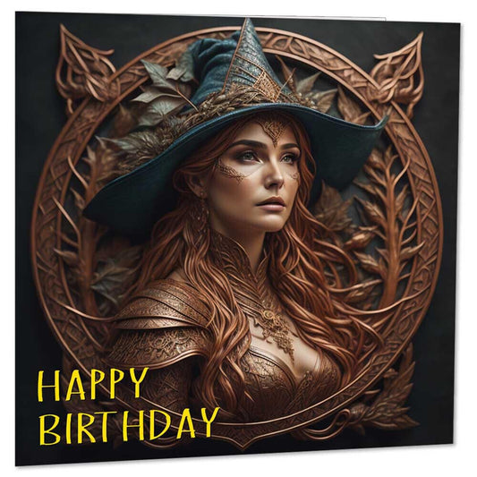 Witch Birthday Card - Happy Birthday Cards for Witches Witchcraft 145 x 145mm - Purple Fox Gifts