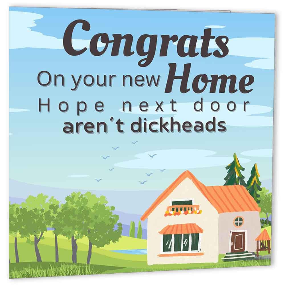 Rude Happy New Home Card - Di**heads - Funny Housewarming Congratulations - Purple Fox Gifts