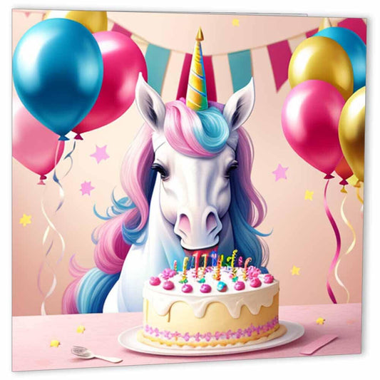 Unicorn Happy Birthday Card - Cute Kids Birthday Cards - Purple Fox Gifts
