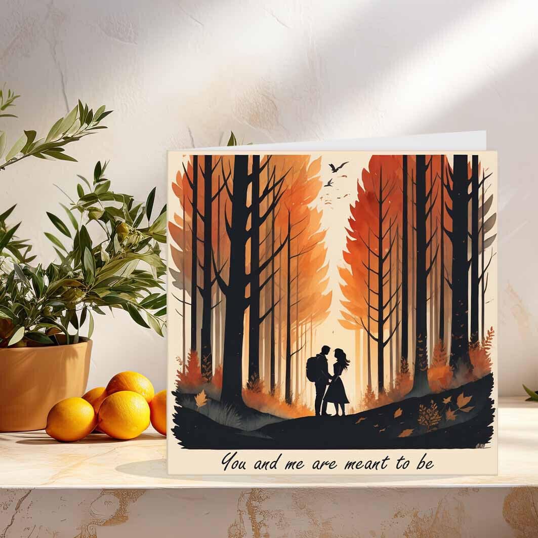 Anniversary Card - You and Me - Beautiful Love Cards for Boyfriend Girlfriend Wife Husband Partner Couples 145 x 145mm - Purple Fox Gifts