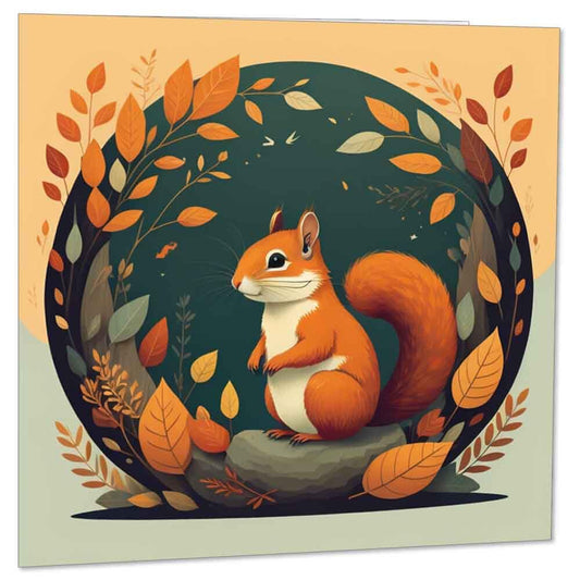 Squirrel Greeting Card - Cute Squirrel Design Birthday Card 145 x 145mm - Purple Fox Gifts