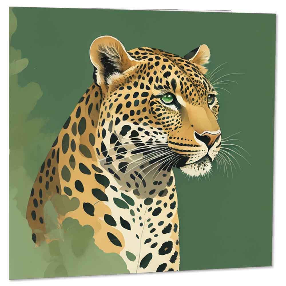 Leopard Greeting Card 145 x 145mm - Purple Fox Gifts