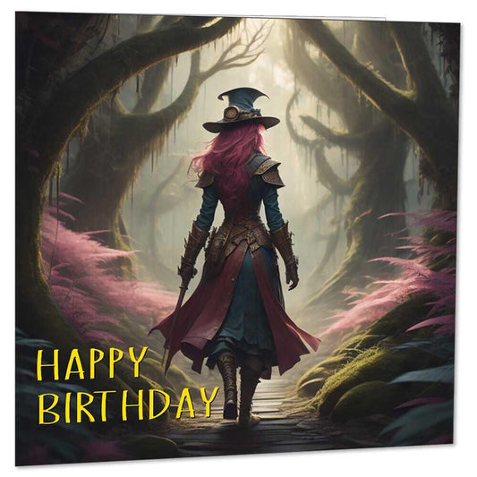 Witch Woodland Fantasy Birthday Cards 145 x 145mm - Purple Fox Gifts