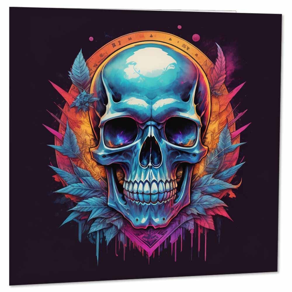 Skull Watercolour Fantasy Gothic Greeting Card 145 x 145mm - Purple Fox Gifts