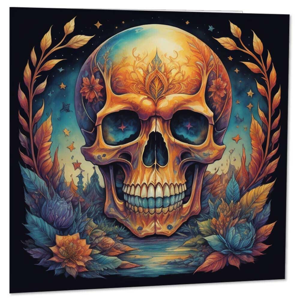 Skull Fantasy Greeting Card 145 x 145mm - Purple Fox Gifts