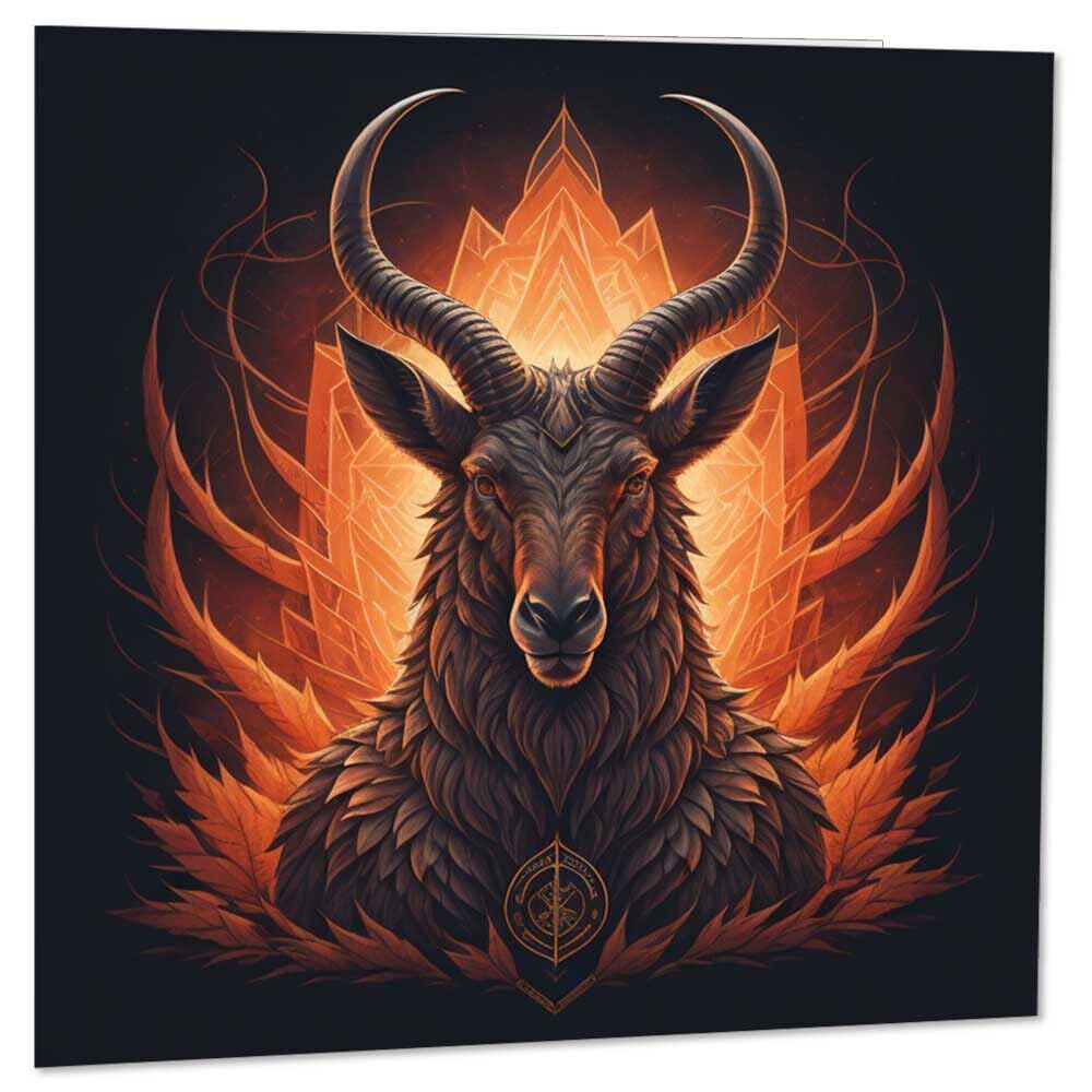 Baphomet Greeting Card - Gothic Satanic Demonic Birthday Card Bday 145 x 145mm - Purple Fox Gifts