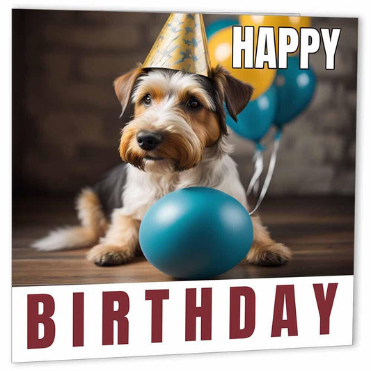 Fox Terrier Birthday Card 147 x 147mm - Purple Fox Gifts
