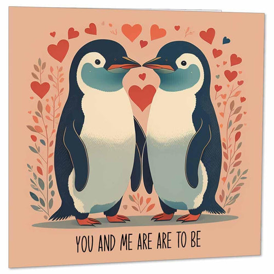 Cute Penguin Valentines Anniversary Card - boyfriend girlfriend love romantic - Purple Fox Gifts