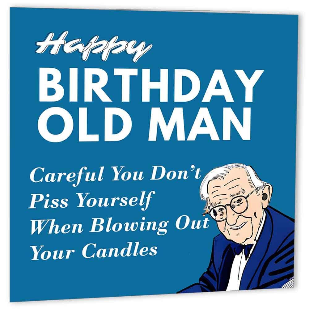 Funny Birthday Cards for Dad - Old Man - Rude Happy Birthday Card for Dad - Purple Fox Gifts