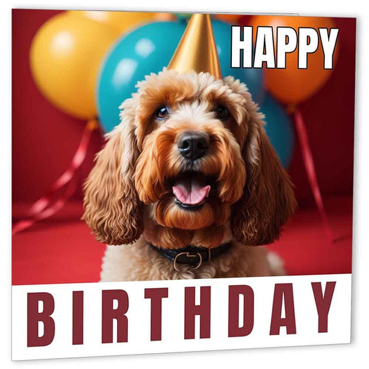 Cockapoo Birthday Card 147 x 147mm - Purple Fox Gifts
