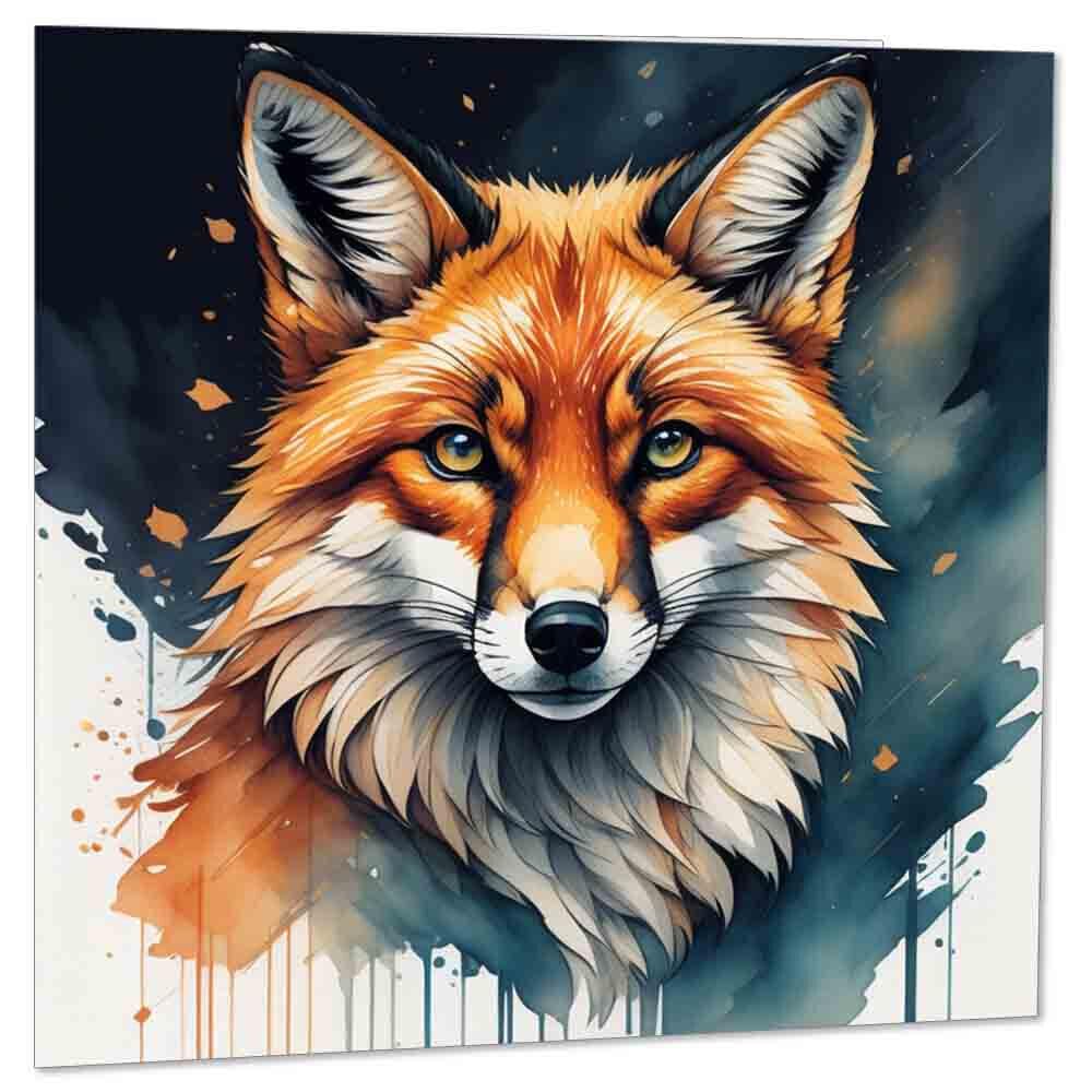 Watercolour Fox Birthday Cards Greeting Card Fox design Animal Cards 145 x 145mm - Purple Fox Gifts