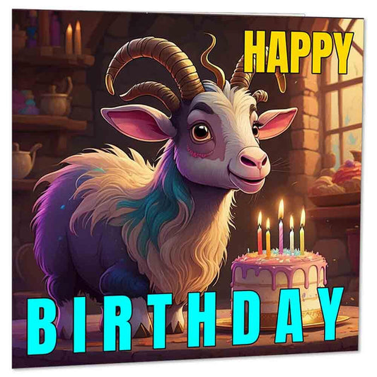 Goat Birthday Cards + Envelope 145 x 145mm - Purple Fox Gifts