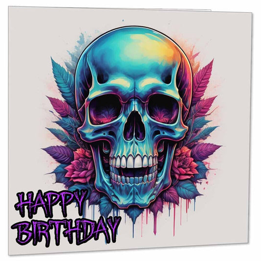 Skull Gothic Fantasy Birthday Card 145 x 145mm - Purple Fox Gifts