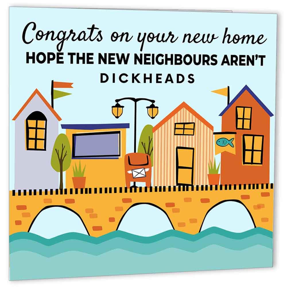 Rude Happy New Home Card - Di*kheads - Congrats Funny Housewarming Card - Purple Fox Gifts