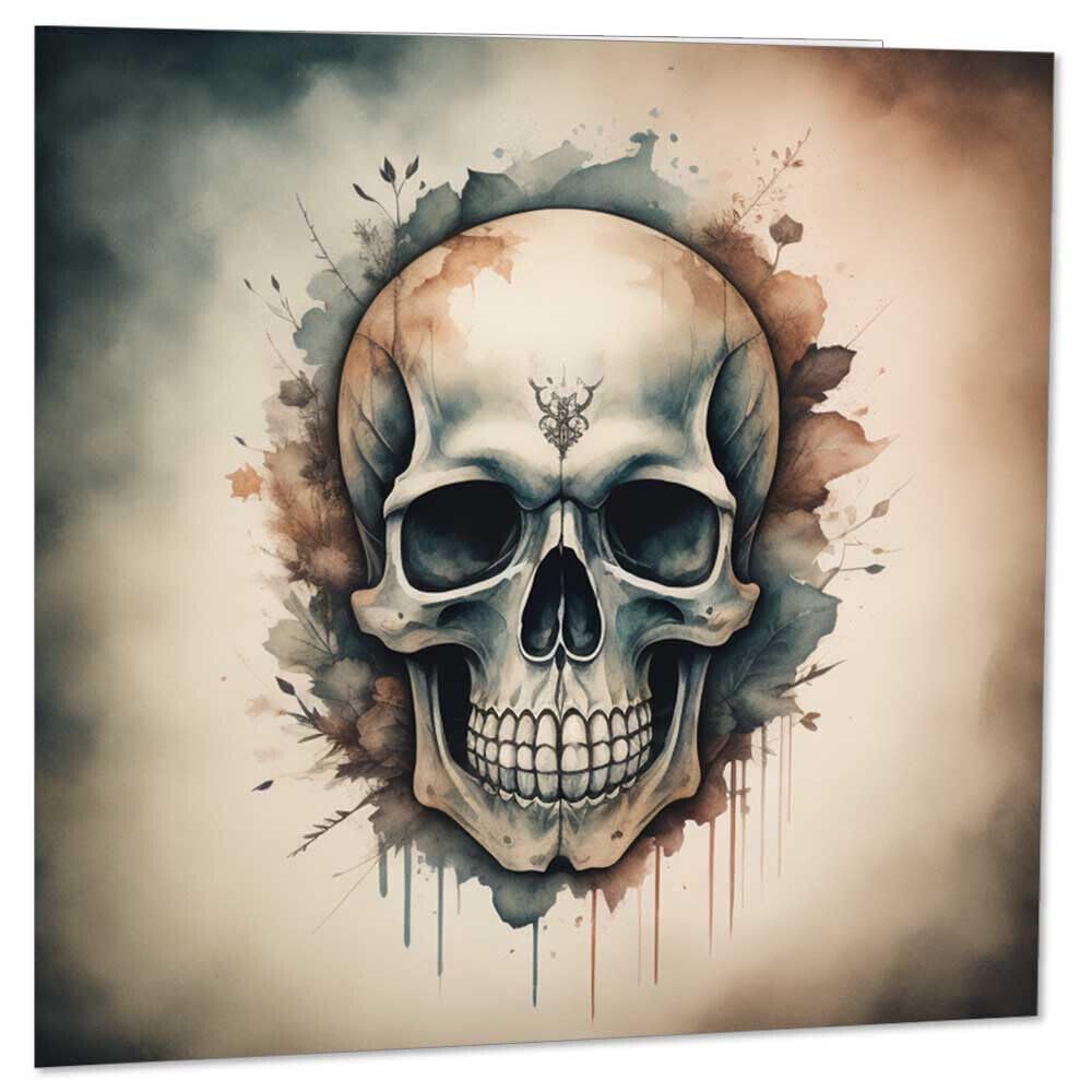 Skull Gothic Greeting Card - Blank Cards 145 x 145mm - Purple Fox Gifts