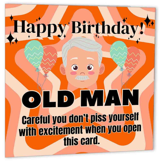 Joke Rude Birthday Card for Dad Funny - Old Man - Grandad Friend Boyfriend men - Purple Fox Gifts