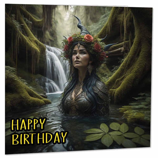 Fantasy Witch Birthday Card - Witchcraft Woodland Beautiful Witches 145 x 145mm - Purple Fox Gifts