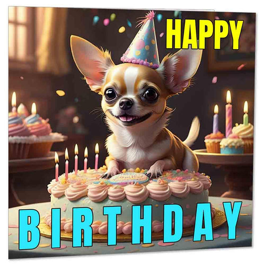 Chihuahua Birthday Card 145 x 145mm - Purple Fox Gifts