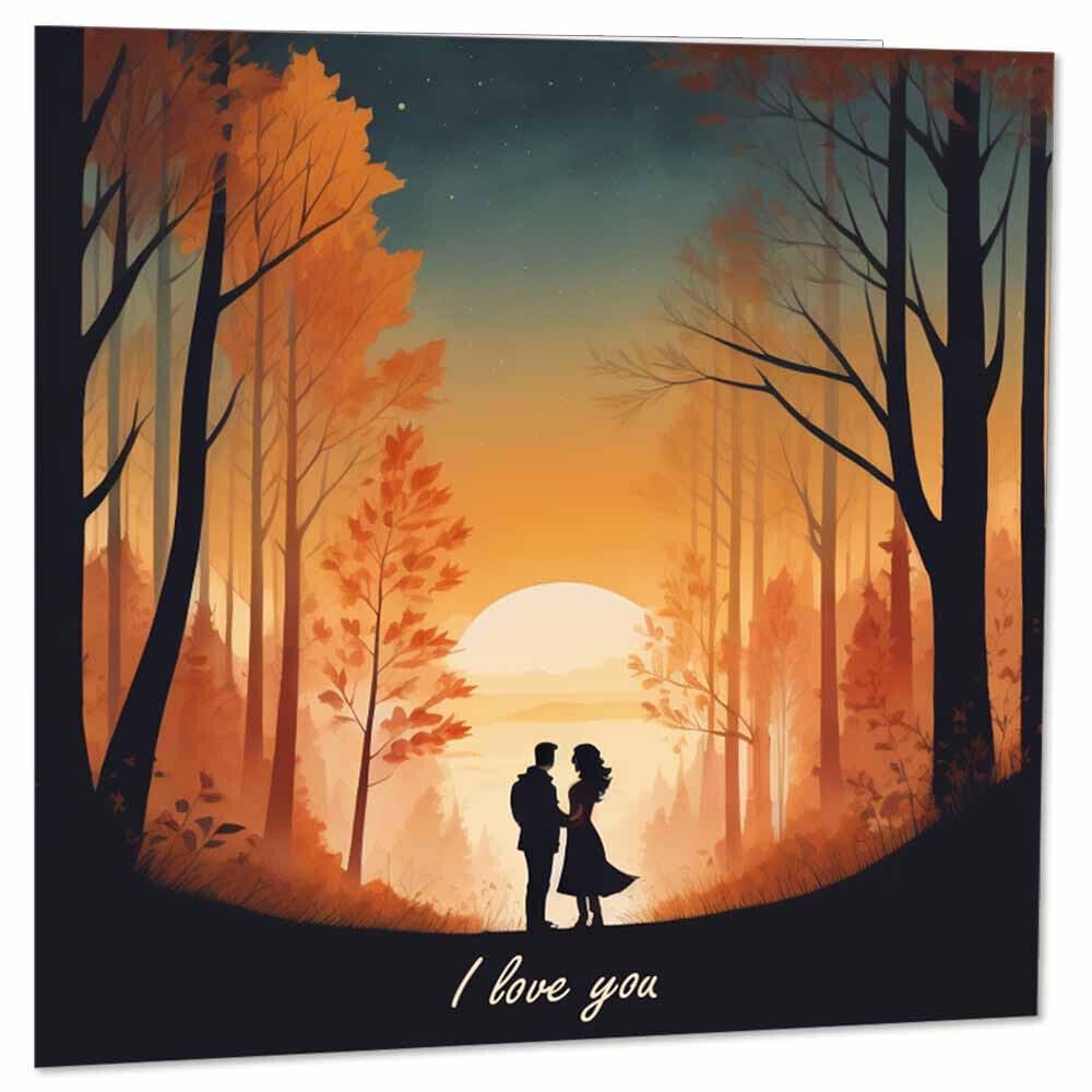 Anniversary Cards - I Love You - Boyfriend Girlfriend Wife Husband 145 x 145mm - Purple Fox Gifts