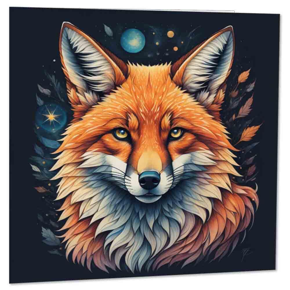 Artistic Fox Greeting Card Birthday Card Fox Anima1s 145 x 145mm - Purple Fox Gifts