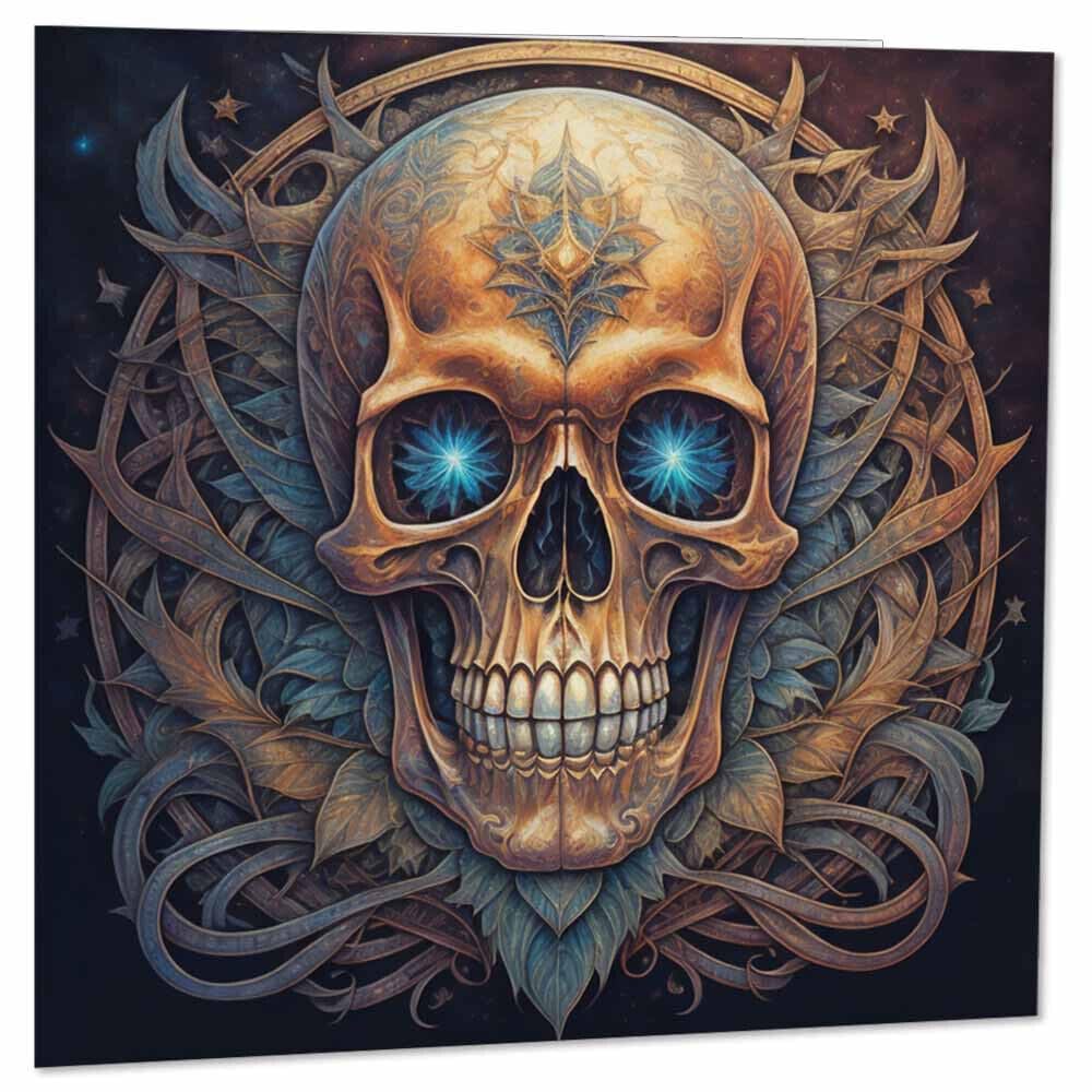 Skull Greeting Card - Gothic Skull Card 145 x 145mm - Purple Fox Gifts