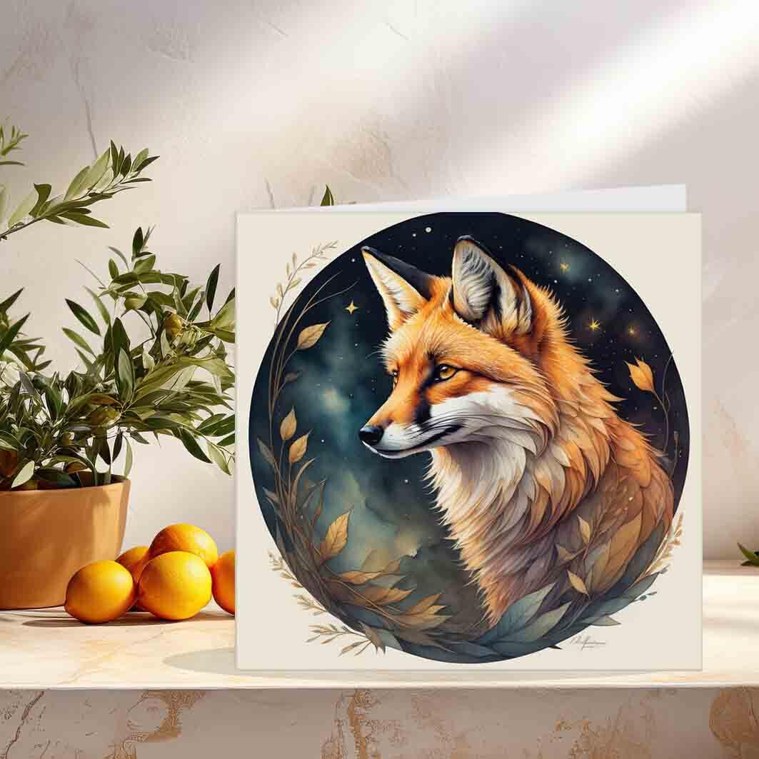 Beautiful Fox Greeting Card Birthday Card Watercolour Fox Anima1s 145 x 145mm - Purple Fox Gifts