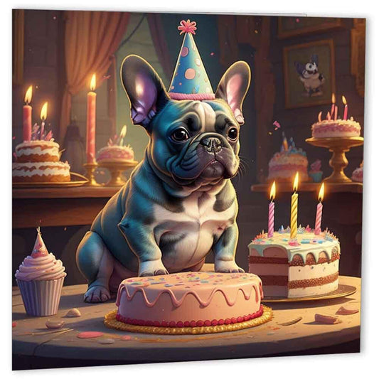 French Bulldog Birthday Cards 147 x 147mm - Purple Fox Gifts