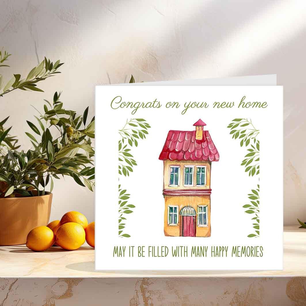 Happy New Home Card - Happy Memories - Housewarming Card New Home Cards House - Purple Fox Gifts