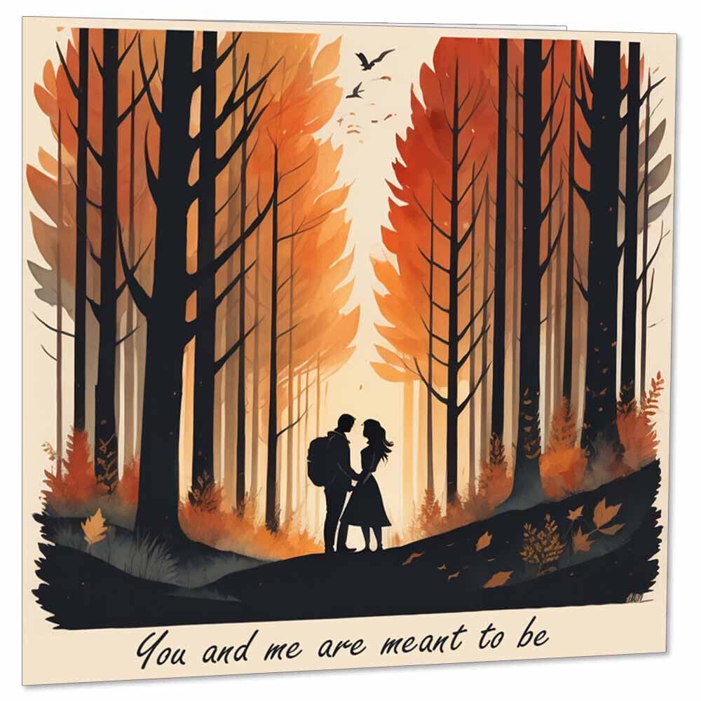 Anniversary Card - You and Me - Beautiful Love Cards for Boyfriend Girlfriend Wife Husband Partner Couples 145 x 145mm - Purple Fox Gifts