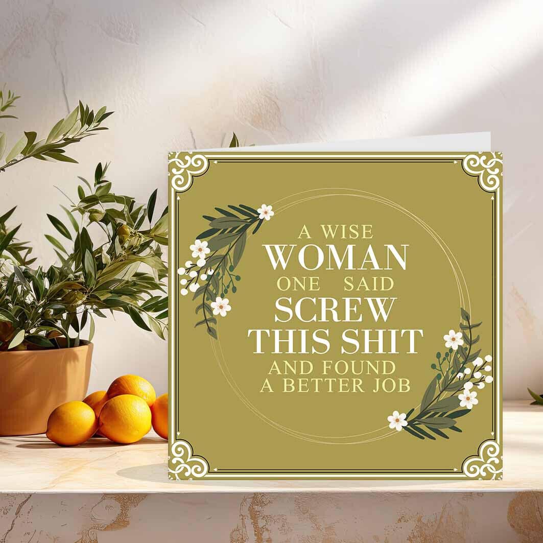 Funny New Job Card, Womens Co-Worker Sorry you're leaving cards Her 145 x 145mm - Purple Fox Gifts