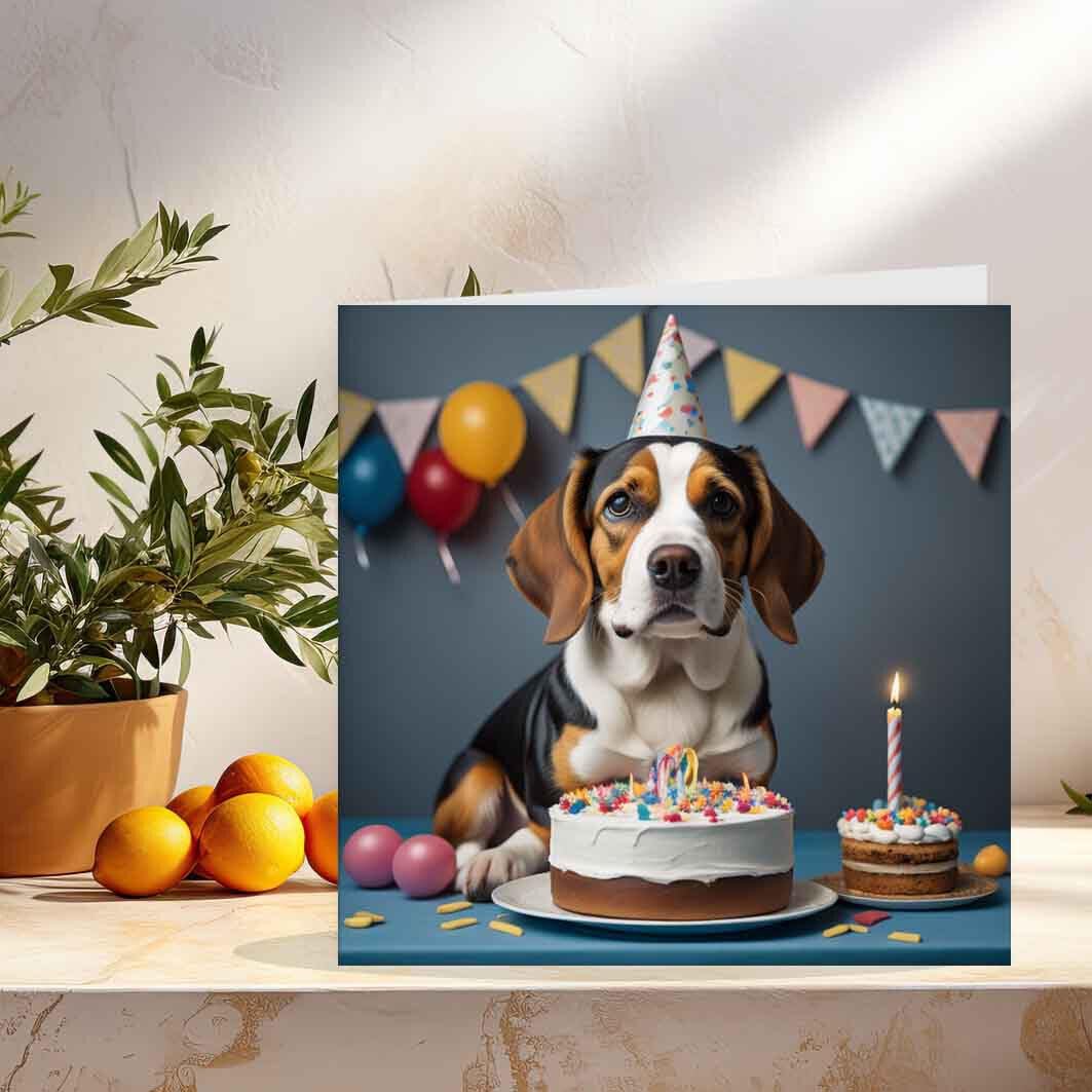 Beagle Birthday Card Dog 147 x 147mm - Purple Fox Gifts