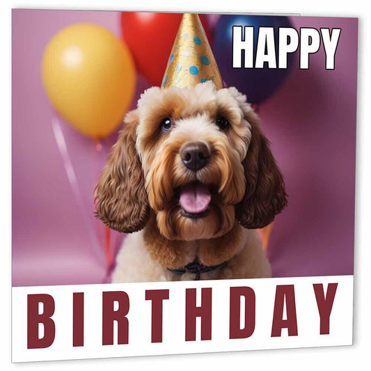 Cockapoo Birthday Card 147 x 147mm Dog - Purple Fox Gifts