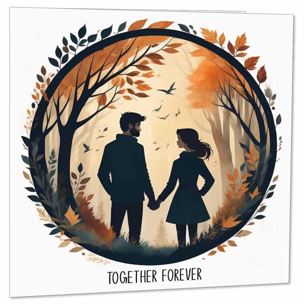 Happy Anniversary Card - Together Forever - Cute Romantic Couples 145 x 145mm - Purple Fox Gifts