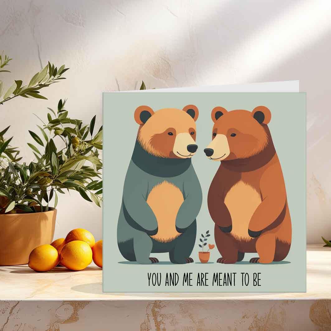 Anniversary Card - Cute Bears You and Me - boyfriend Girlfriend Wife Husband - Purple Fox Gifts