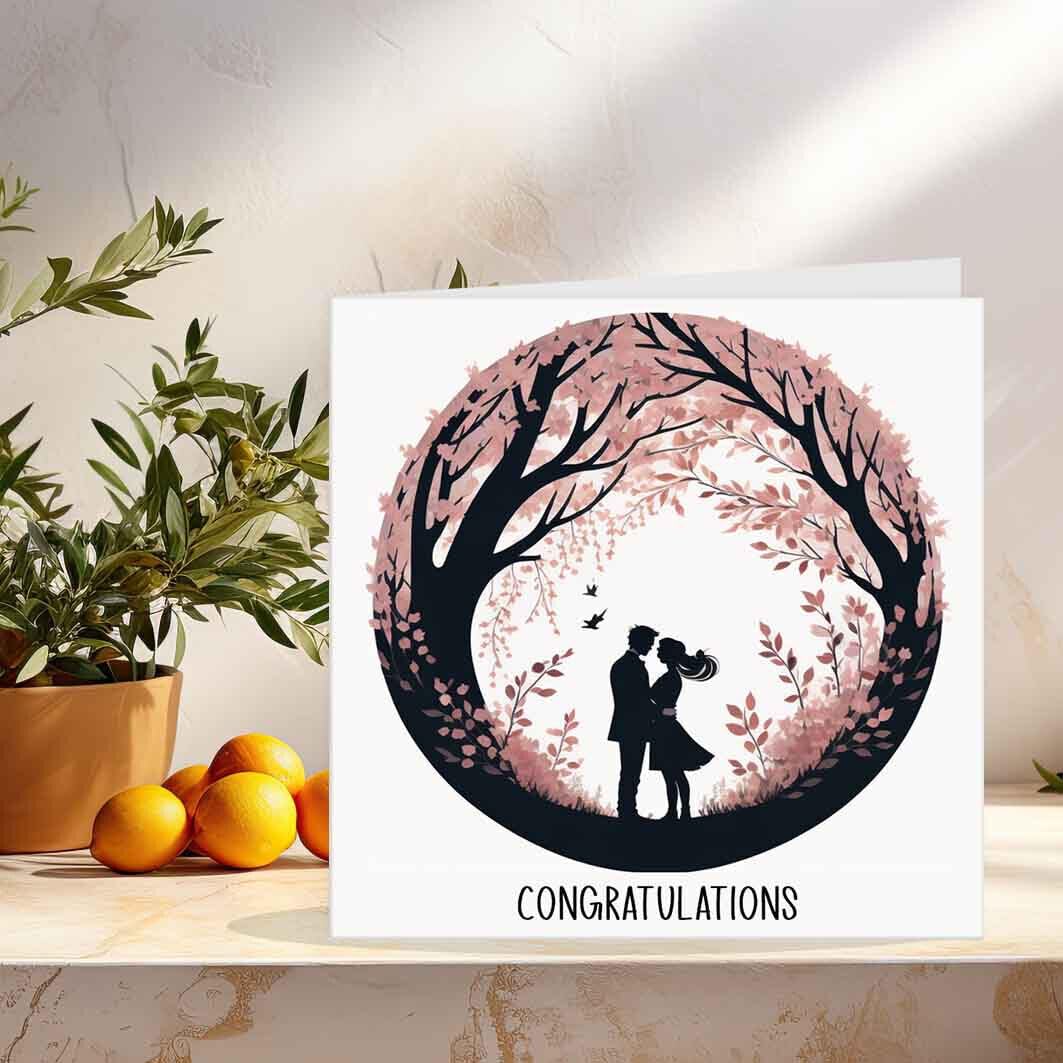 Congratulations Card for Couples - Engagement Anniversary Expecting 145 x 145mm - Purple Fox Gifts