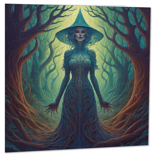 Fantasy Witch Greeting Card Earth Nature Woodland Witches 145 x 145mm - Purple Fox Gifts