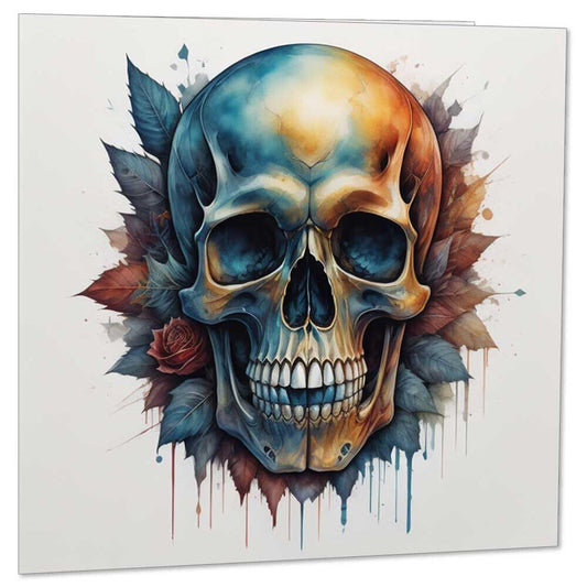 Gothic Skull Card - Fantasy Greeting Card - 145 x 145mm - Purple Fox Gifts