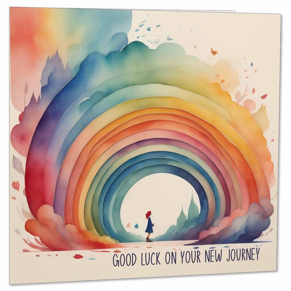 Good Luck Card - New Journey - New Job Card, New Home Card, Colleague Co Worker Leaving Card, New Baby Card 145 x 145mm - Purple Fox Gifts