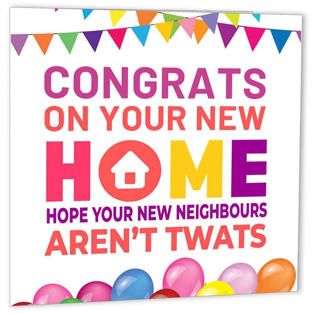 Funny Happy New Home Card - Tw**s - Rude Congratulations House warming Cards - Purple Fox Gifts