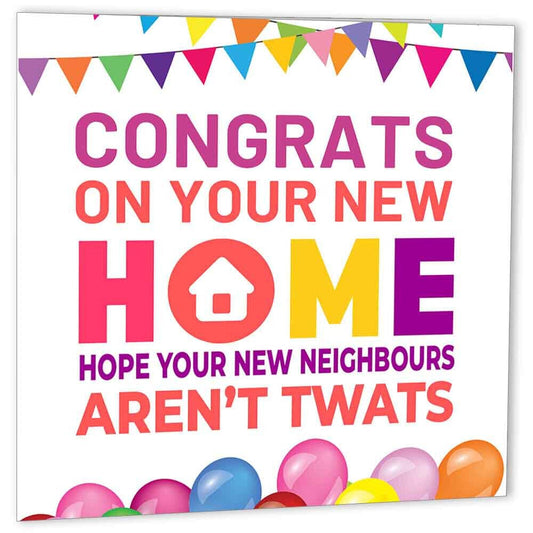 Funny Happy New Home Card - Tw**s - Rude Congratulations House warming Cards - Purple Fox Gifts